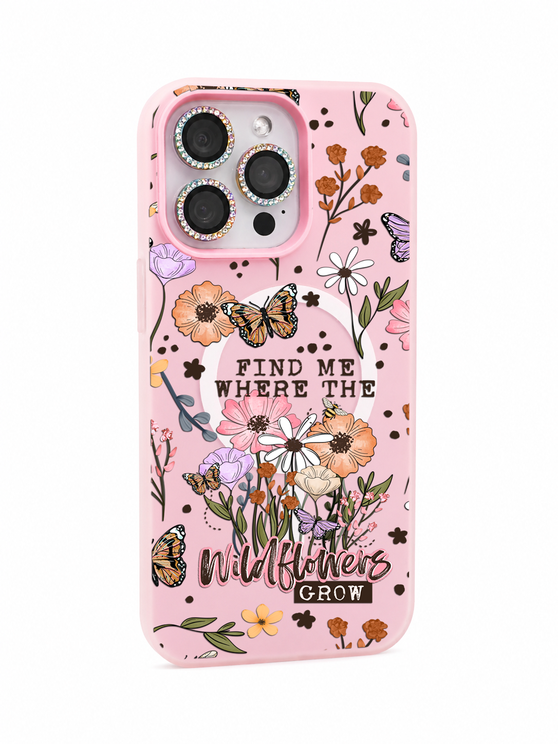 Colored UV printed phone case - Find me where the wildflowers grow