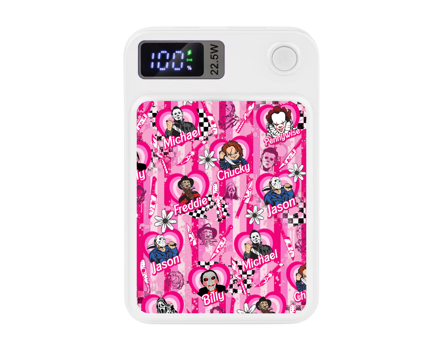 MagSafe Power bank chargers- Pink stripe Halloween