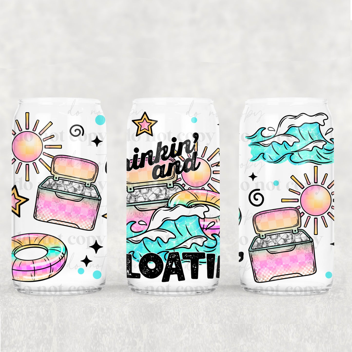16oz Frosted can glass- Drinkin & Floating