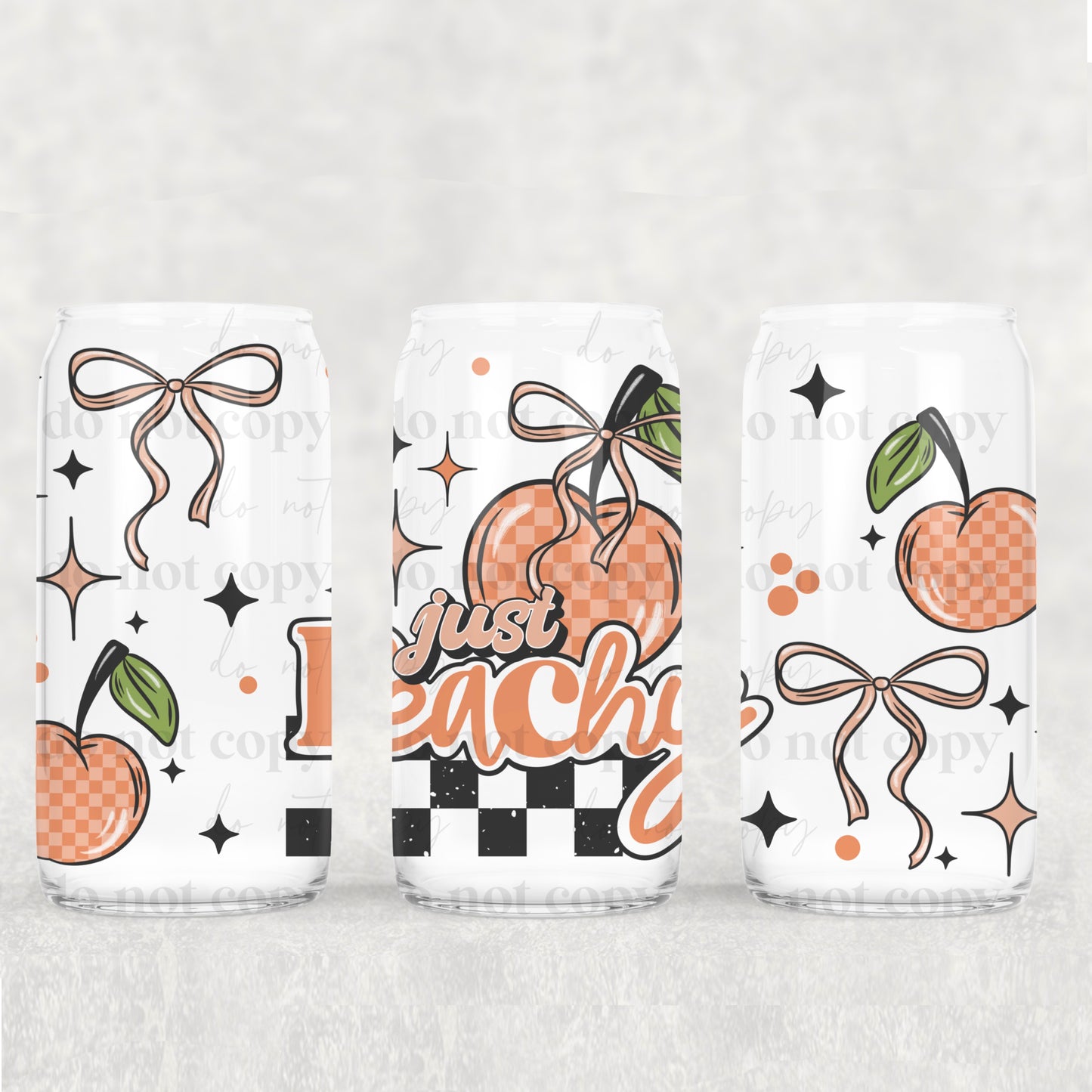 16oz Frosted can glass- Just peachy