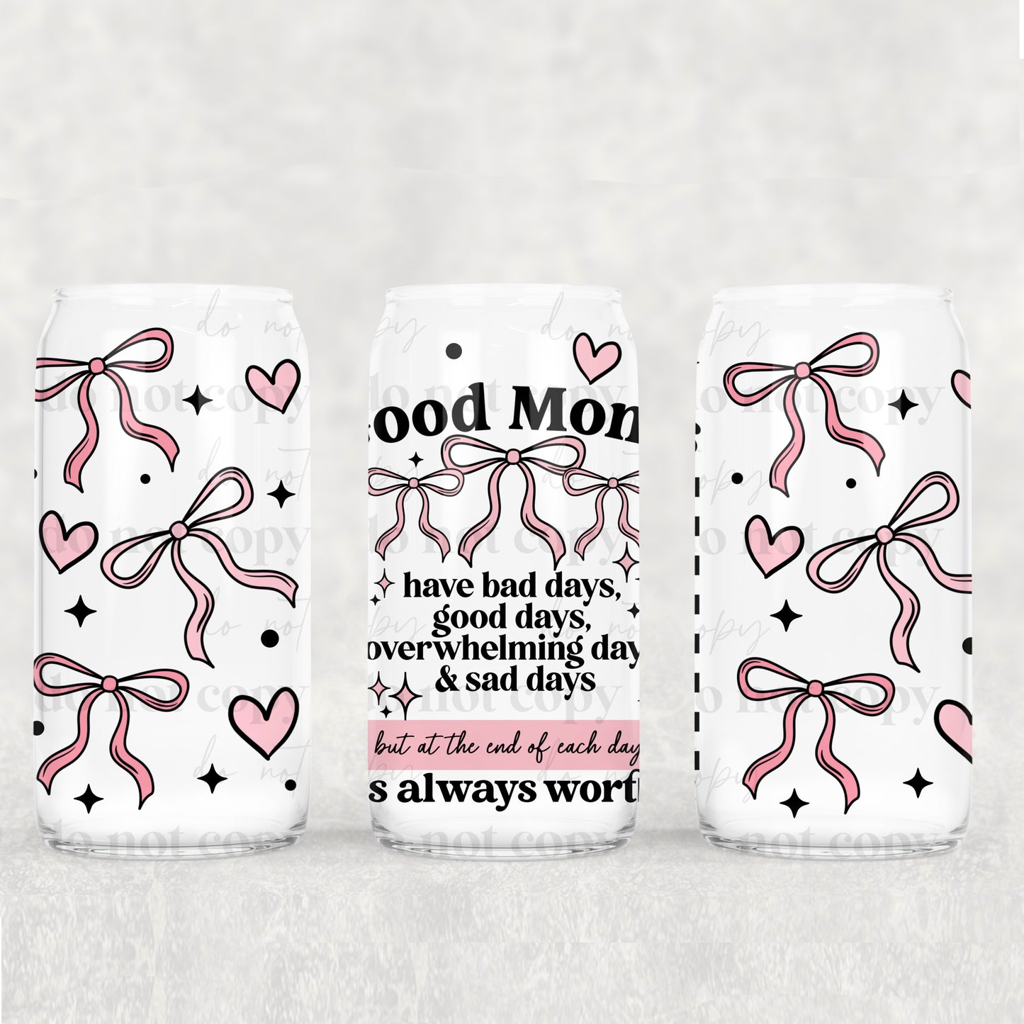 16oz Frosted can glass- Good moms