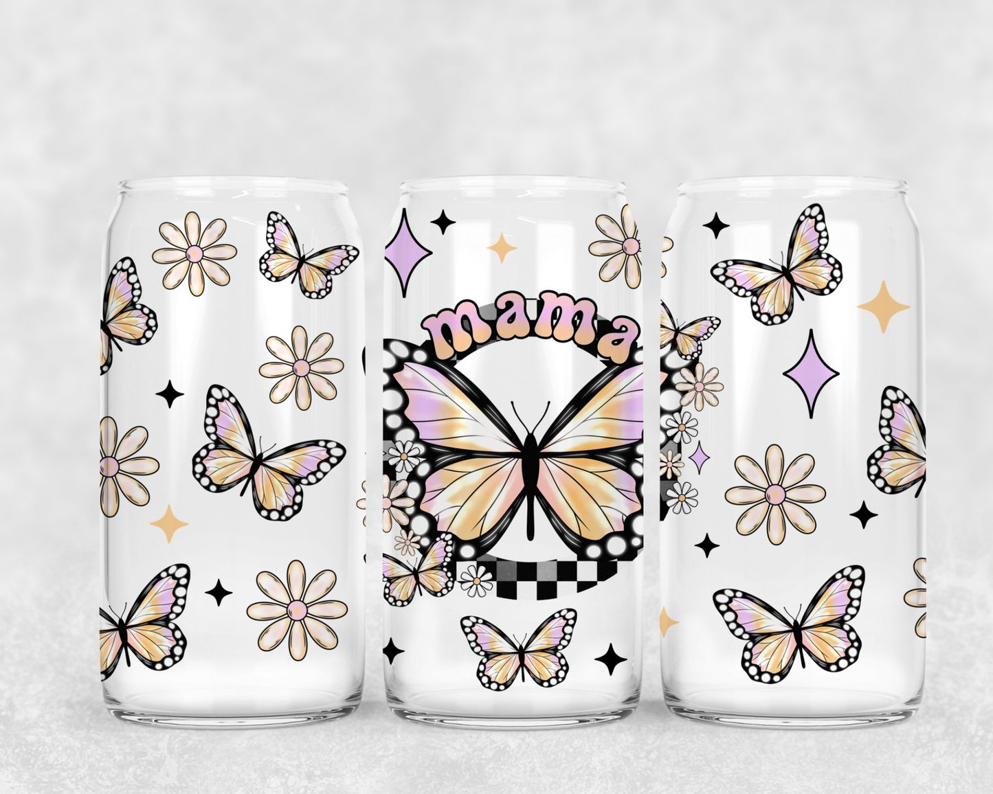 16oz Frosted can glass- Pastel MAMA