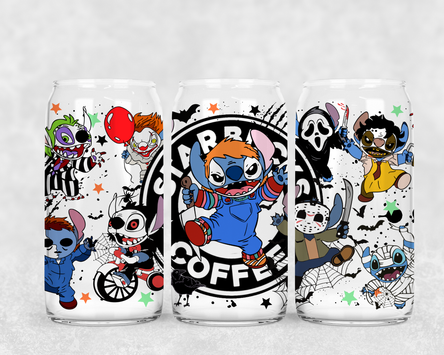 16oz Frosted can glass- Scary Coffee