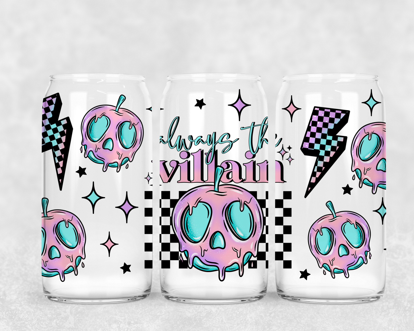 16oz Frosted can glass- Always the villain