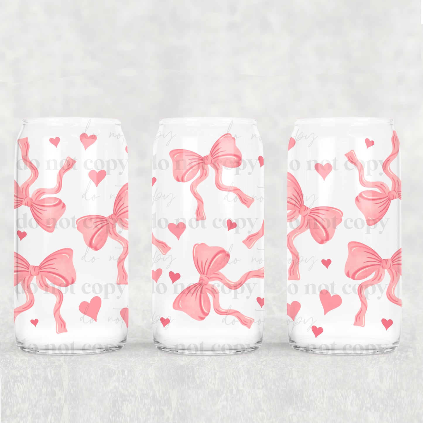 16oz Frosted can glass- Heart coquette
