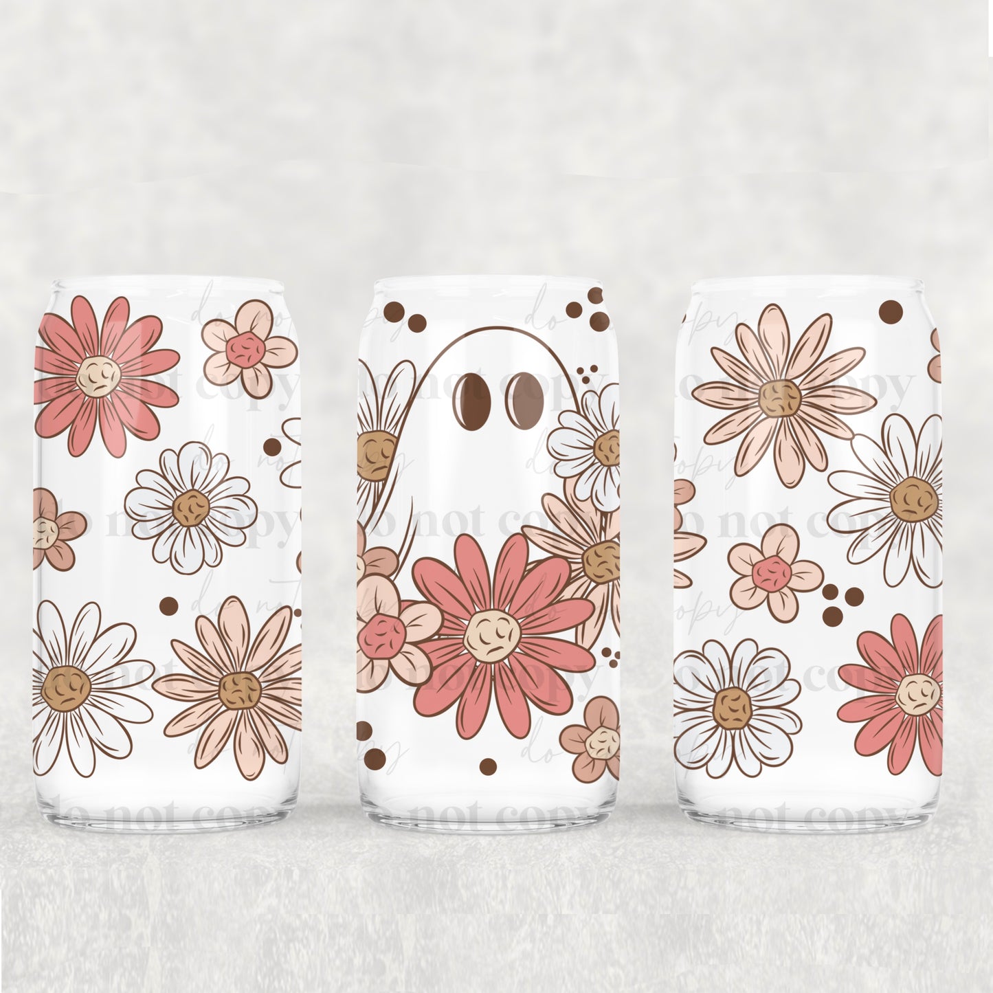 16oz Frosted can glass- Spring ghostie