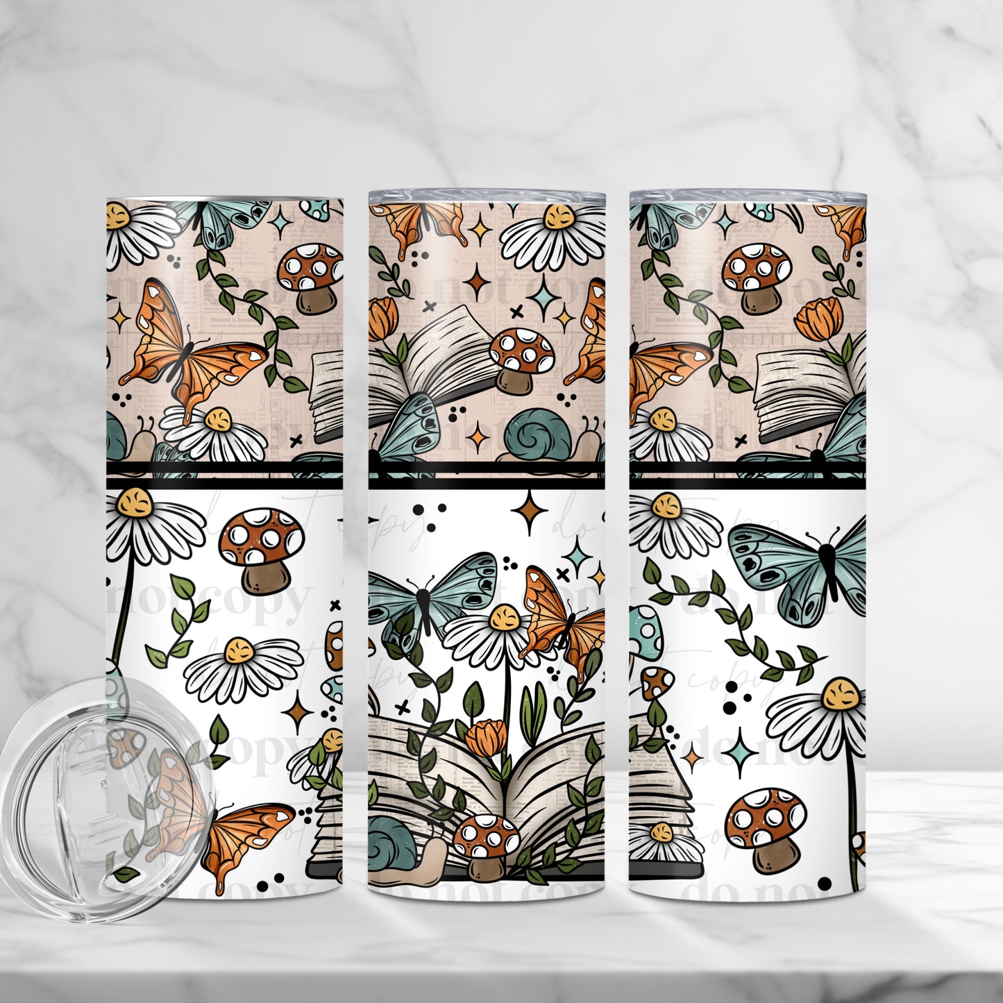 20oz Tumbler- Floral books