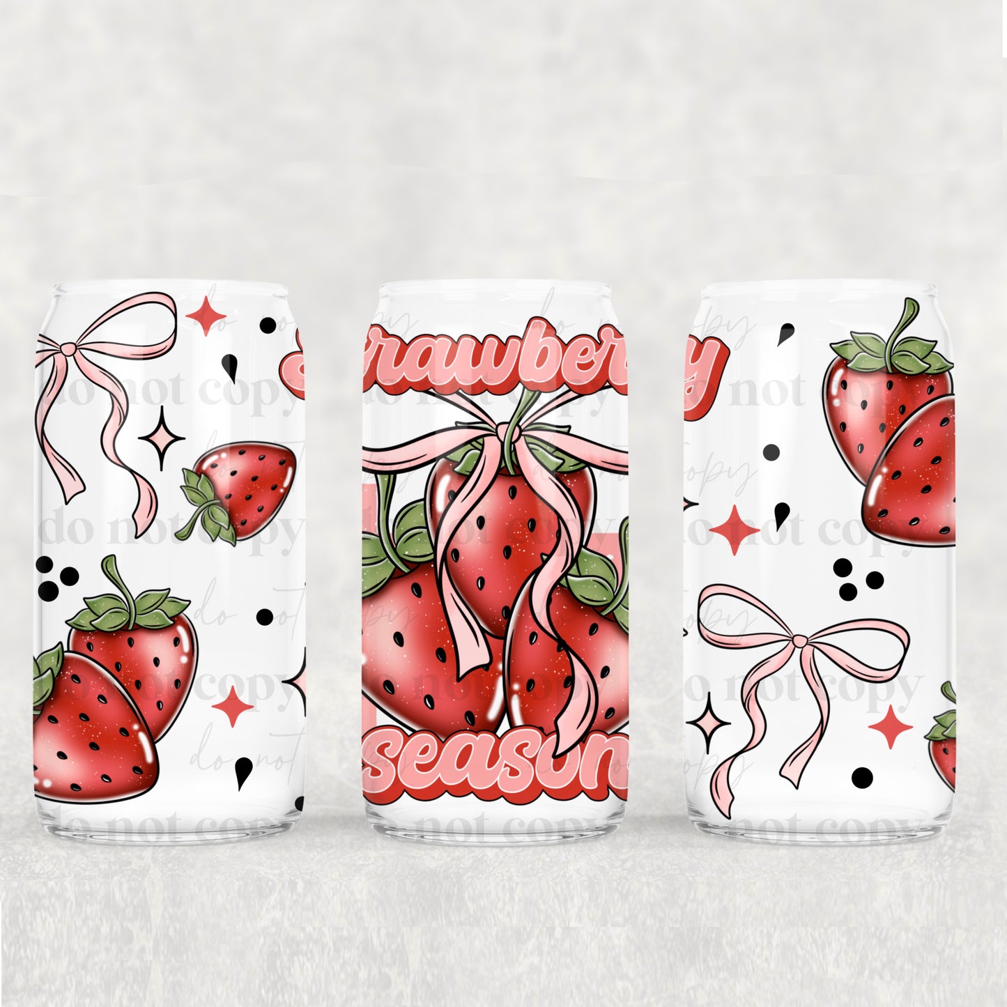 16oz Frosted can glass- Strawberry season