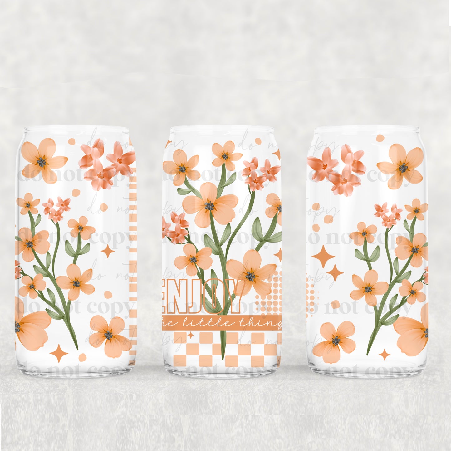 16oz Frosted can glass- Enjoy the little things