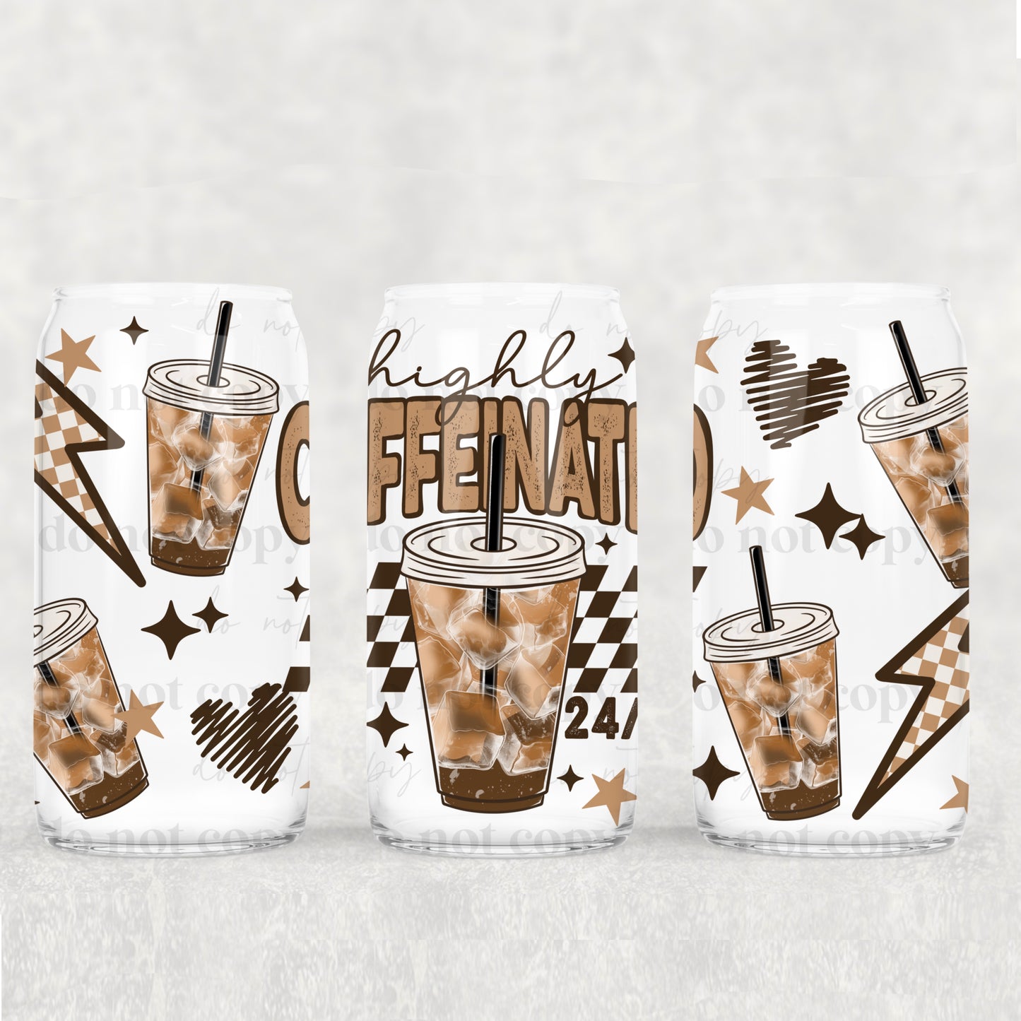 16oz Frosted can glass- Highly caffeinated