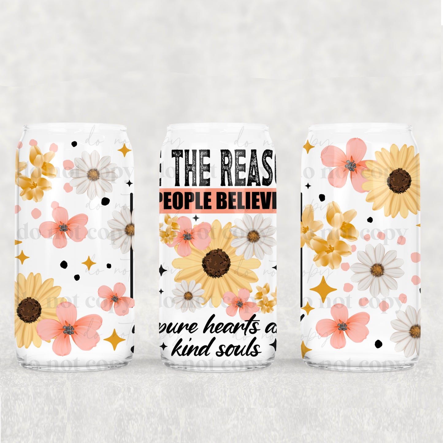 16oz Frosted can glass- Pure hearts and kind soul