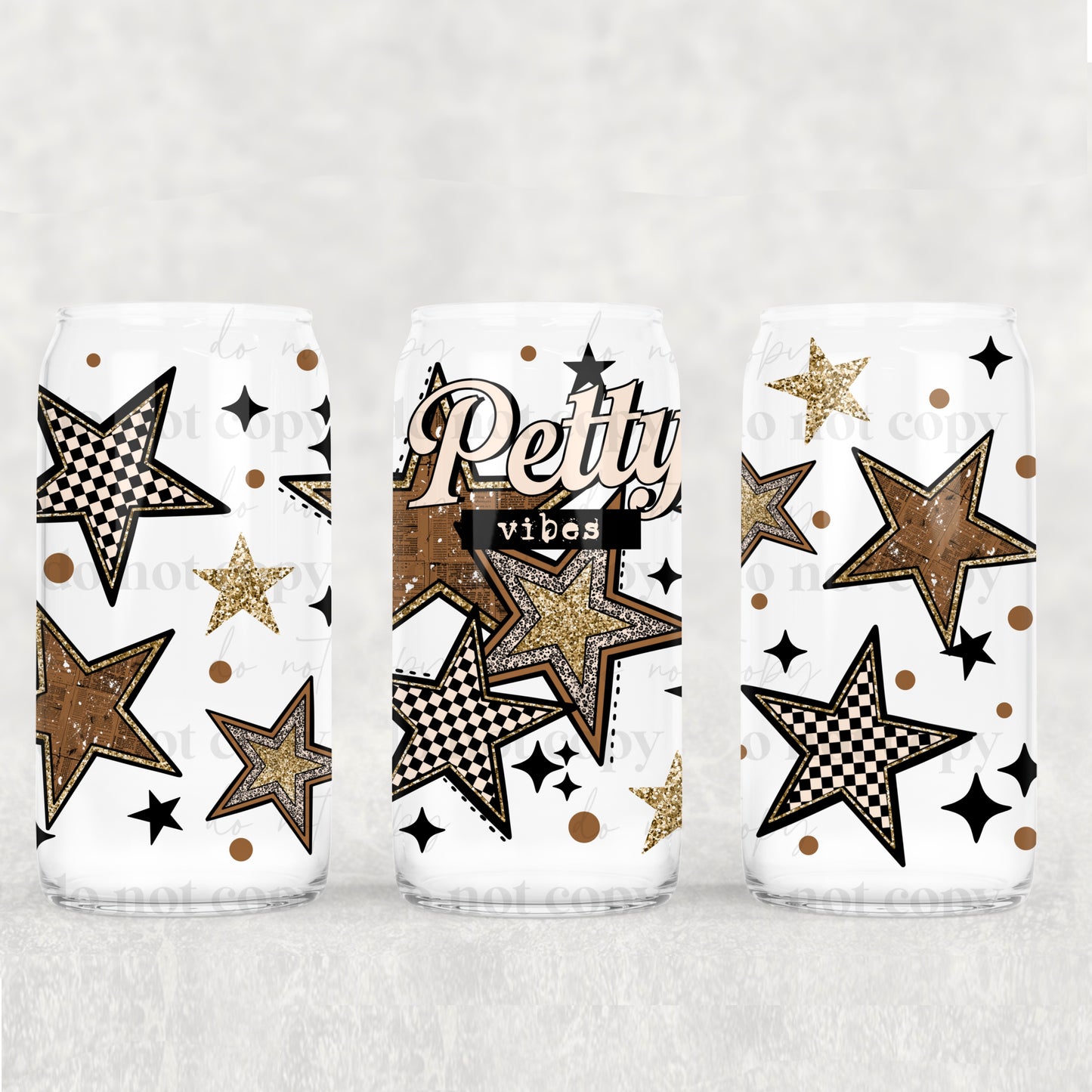 16oz Frosted can glass- Petty vibes
