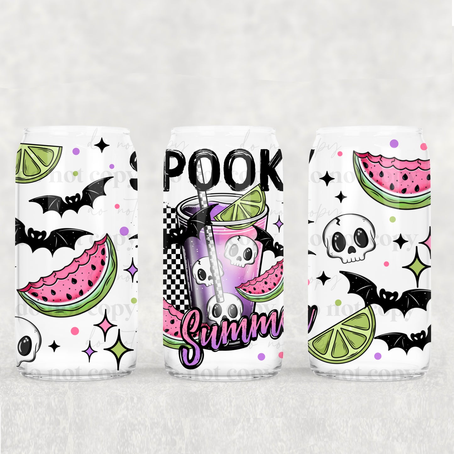 16oz Frosted can glass- Spooky summer