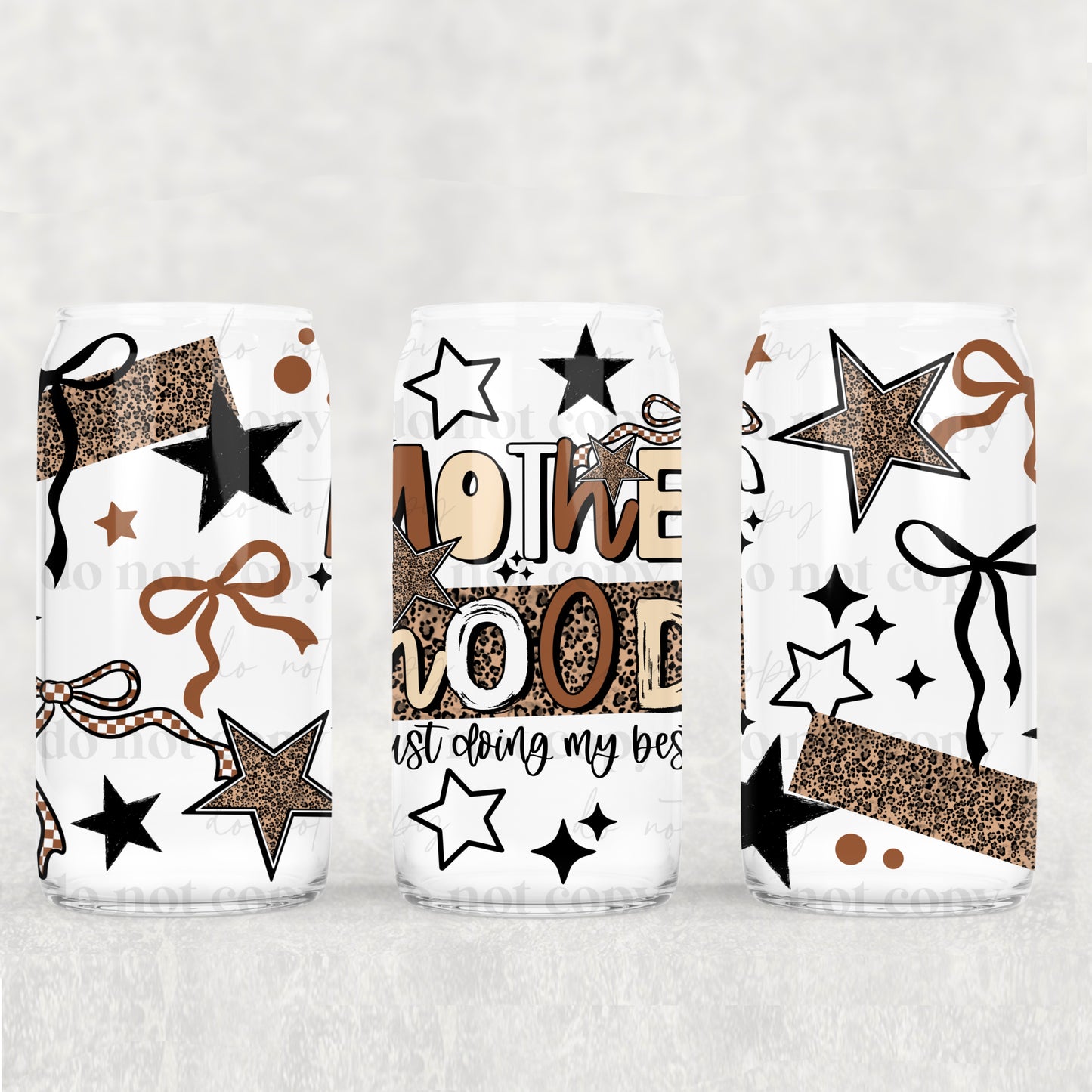 16oz Frosted can glass- Motherhood