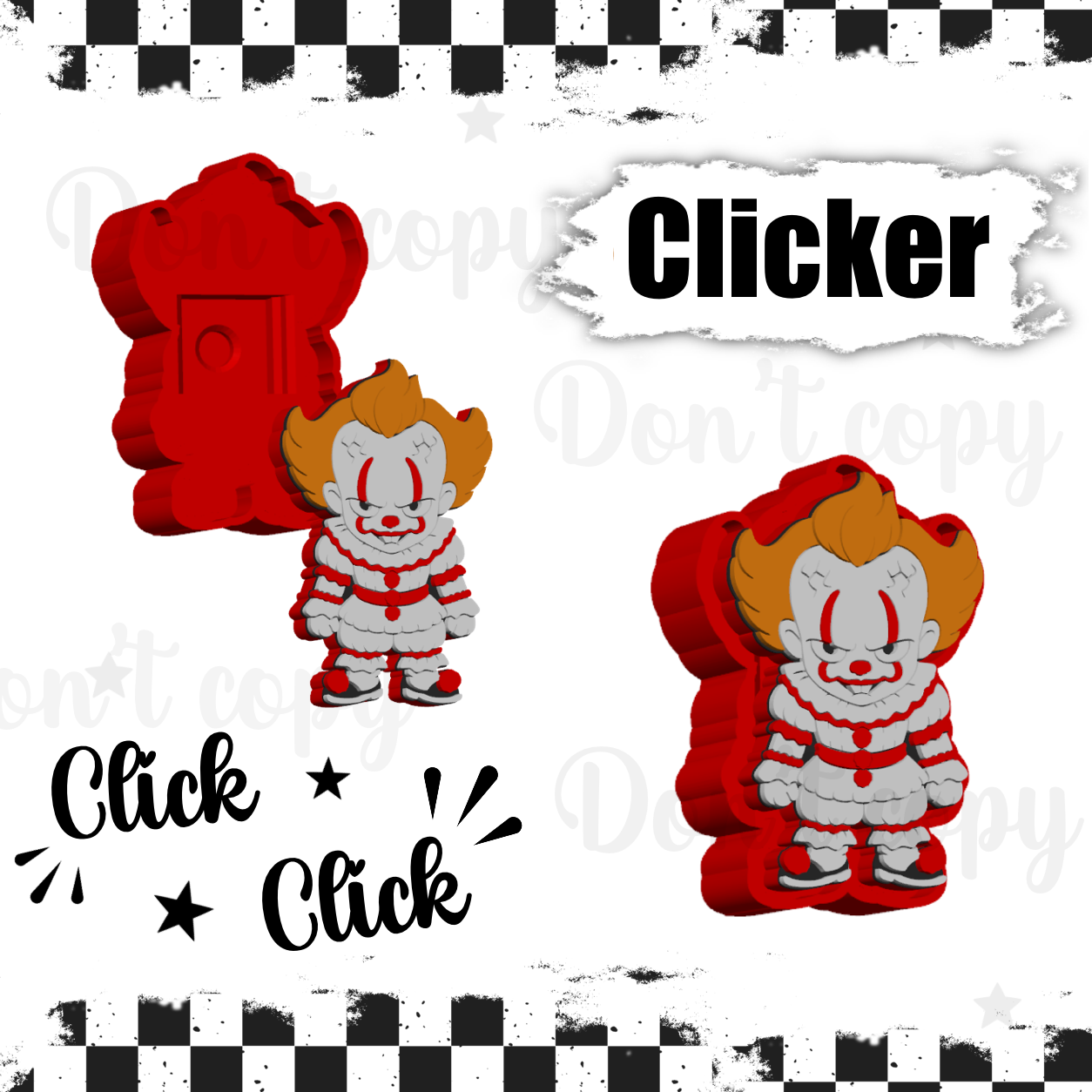 3D Printed fidget clickers- Clown
