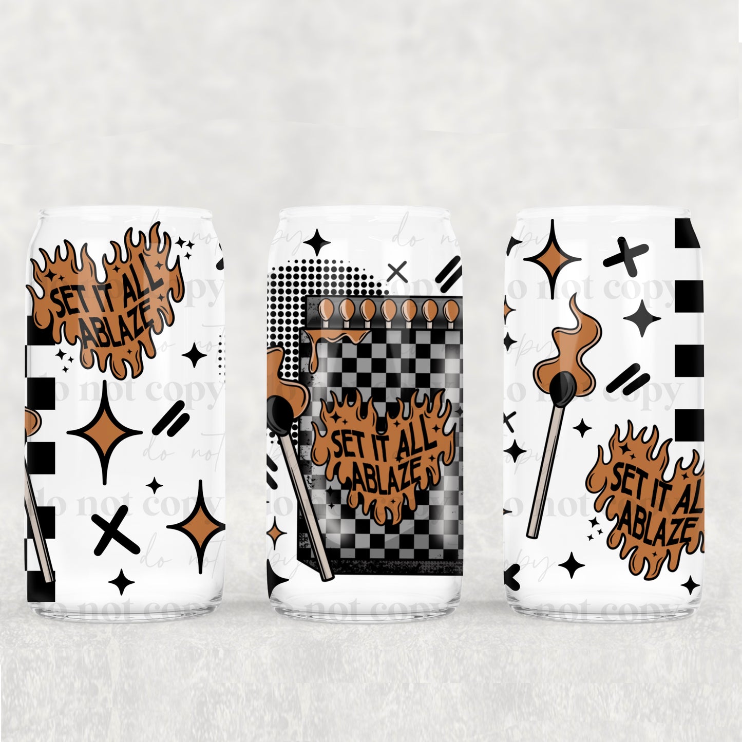 16oz Frosted can glass- Set it all a blaze