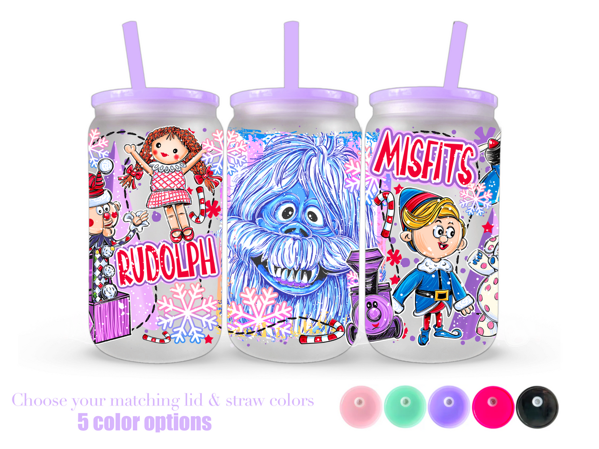 16oz Frosted can glass- Character 36