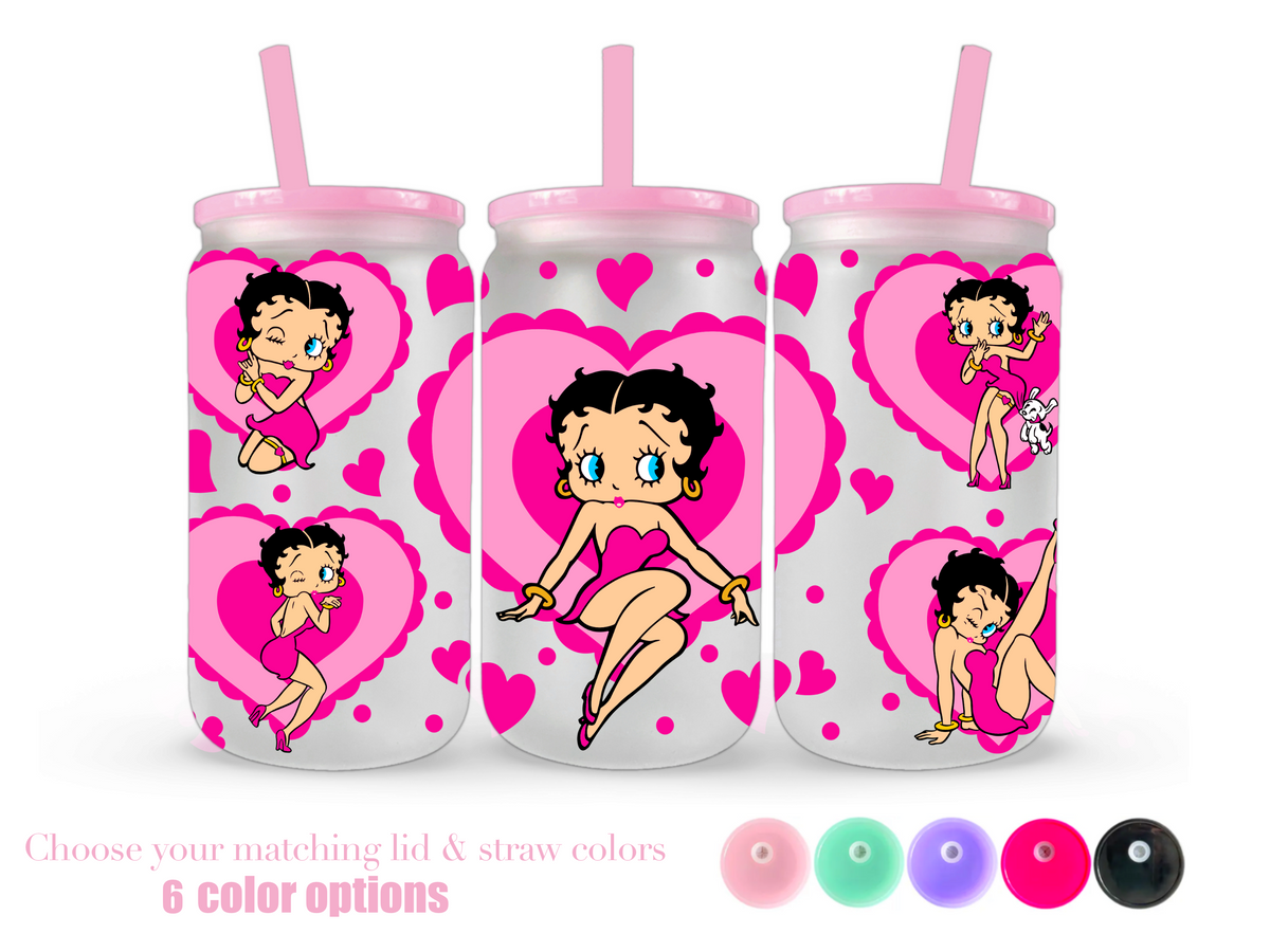 16oz Frosted can glass- Character 33