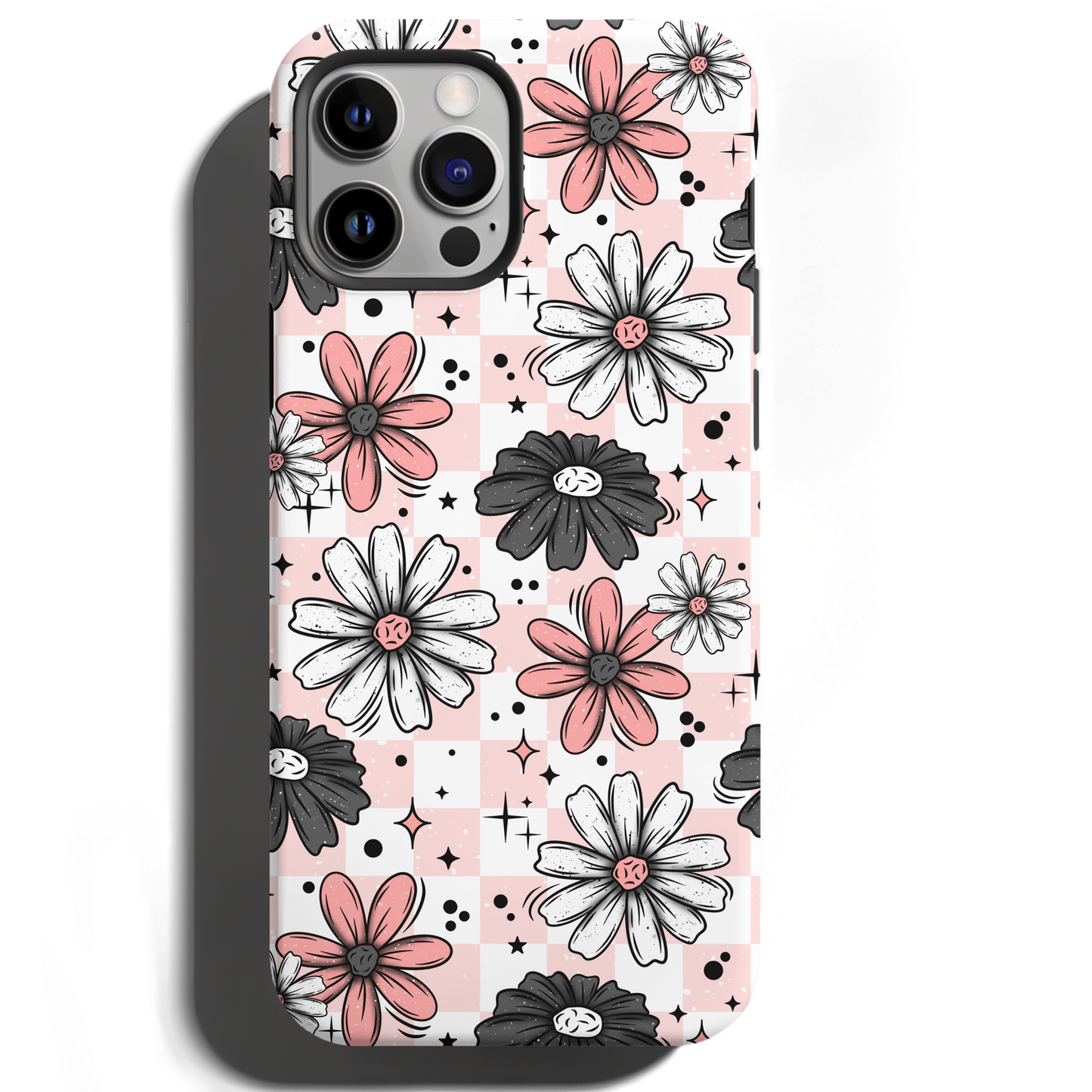 MagSafe Tough Phone case - Pink/Grey florals