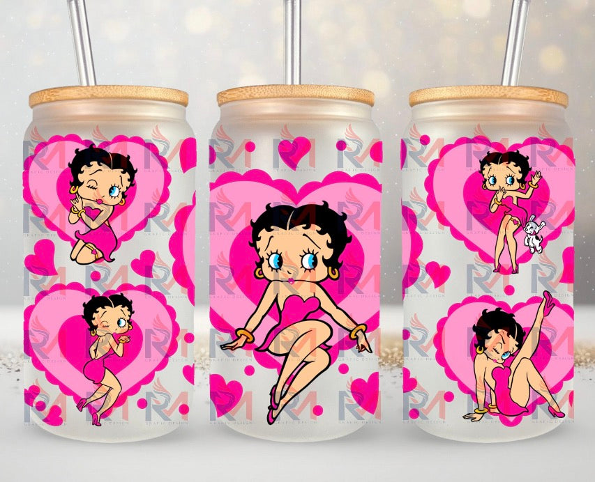 16oz Frosted can glass- Character 33