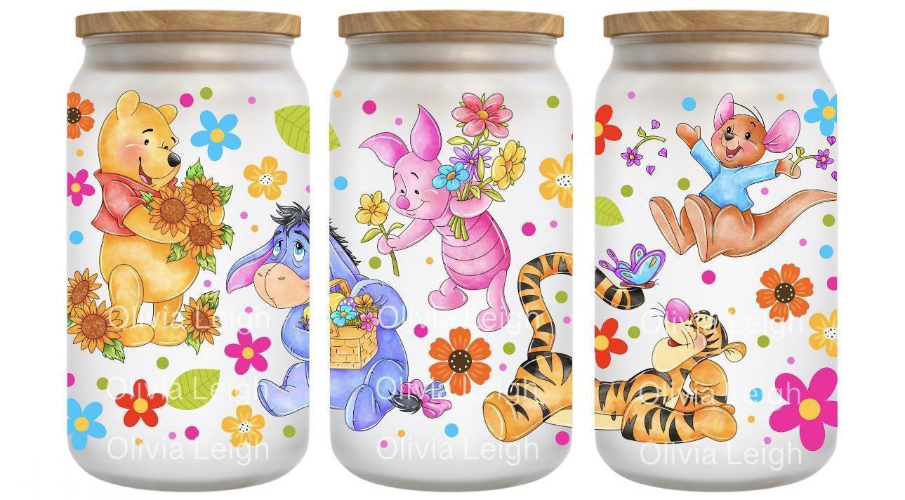 16oz Frosted can glass- Character 14