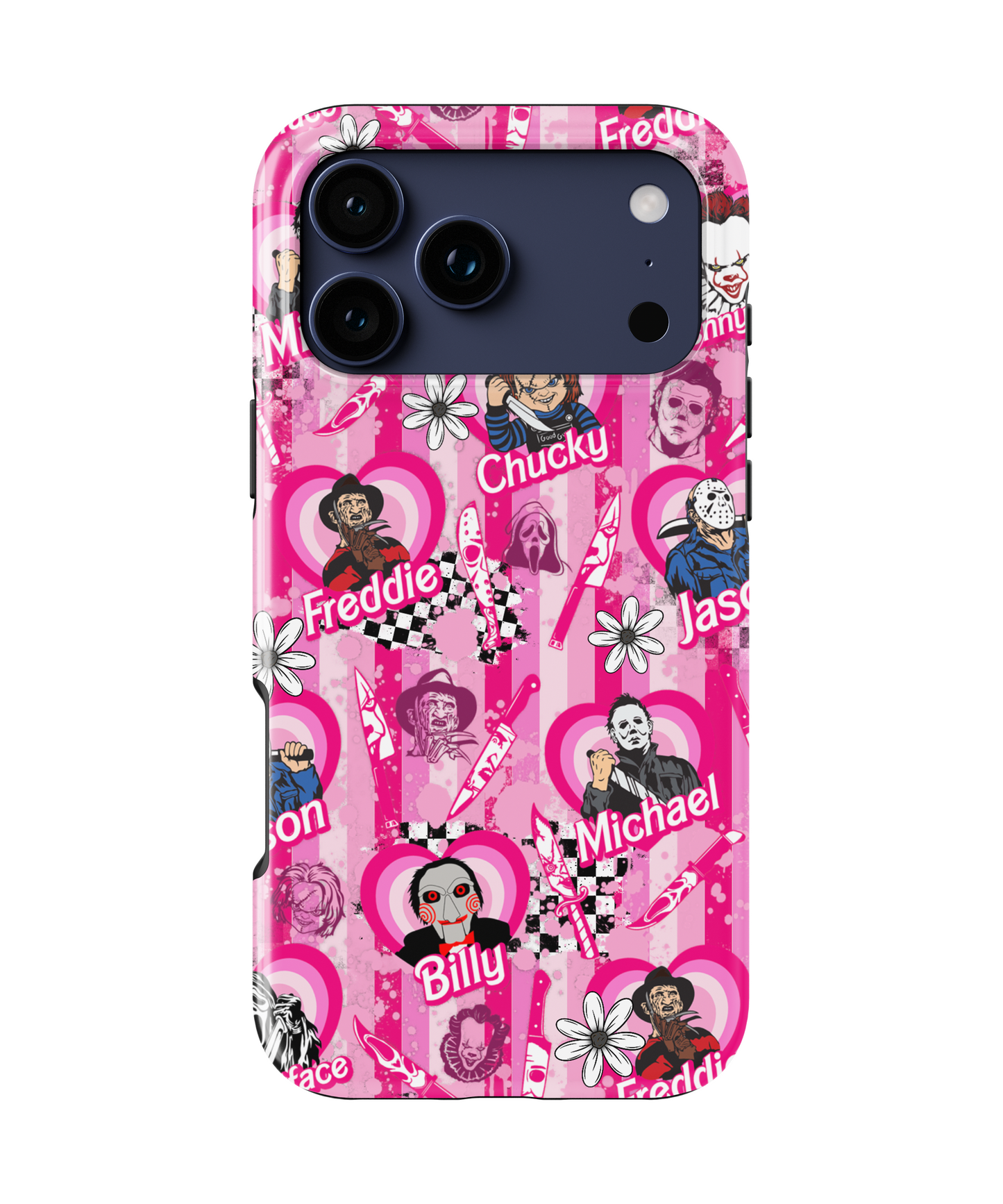 MagSafe Tough Phone case - Pink striped Halloween