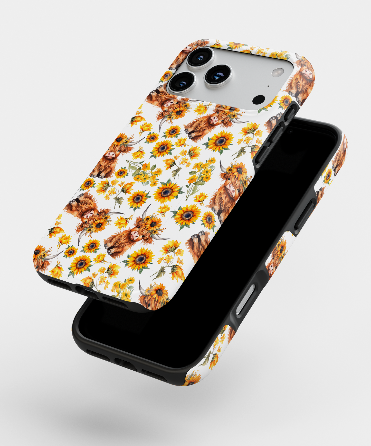 MagSafe Tough Phone case - Yellow sunflower highland cow