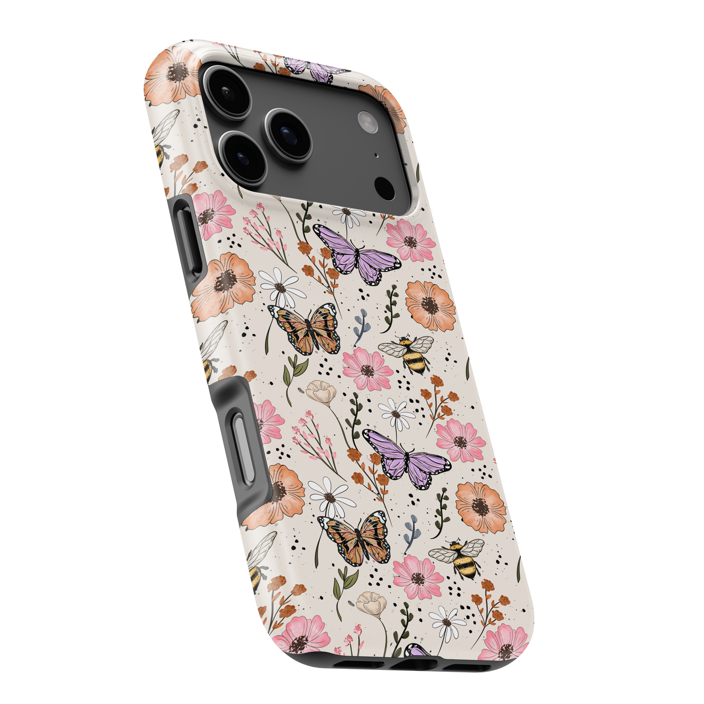 MagSafe Tough Phone case - Purple butterfly florals