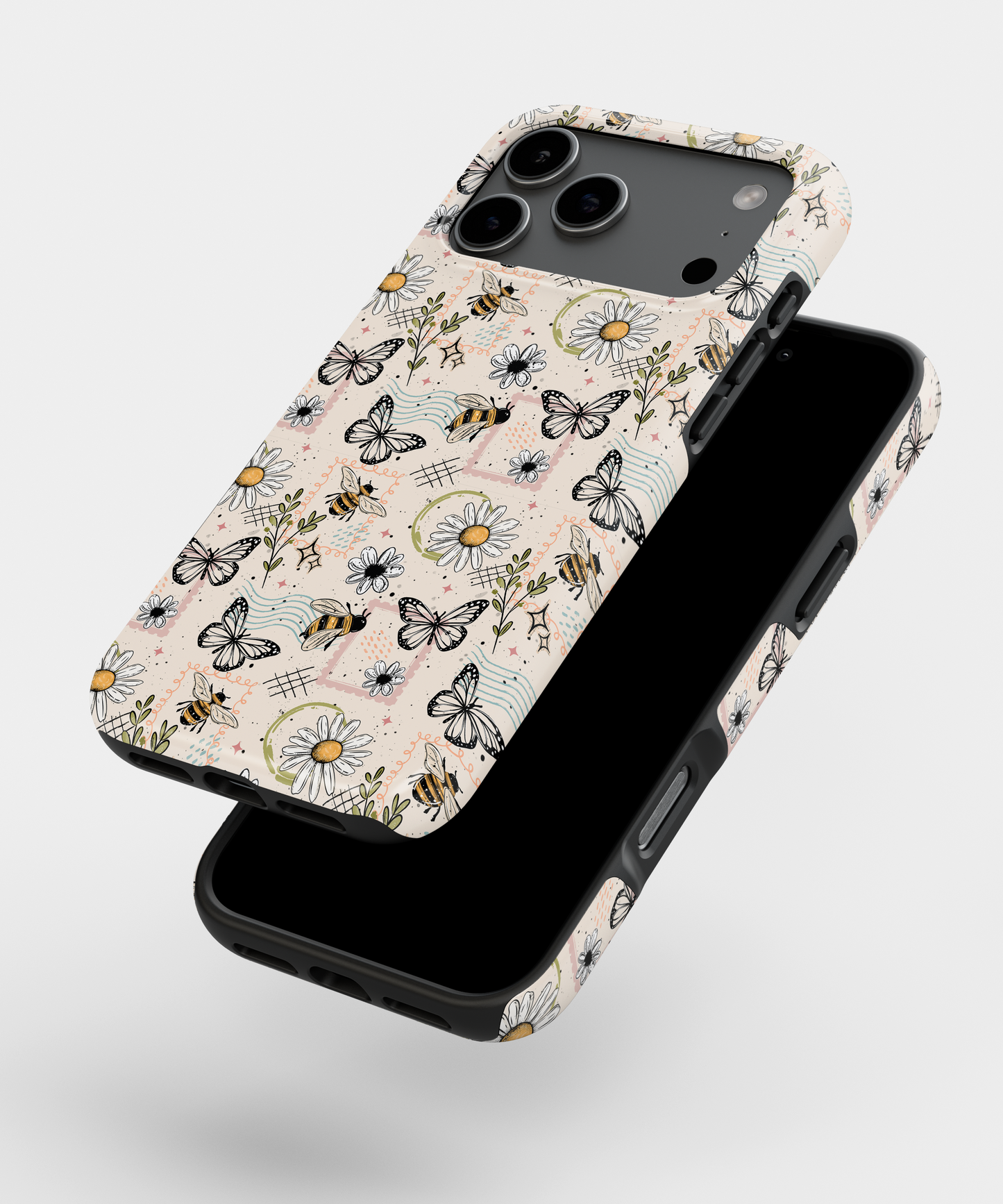 MagSafe Tough Phone case - Floral butterfly stamps