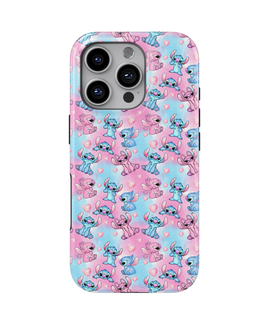 MagSafe Tough Phone case - Blue and pin colorful aliens