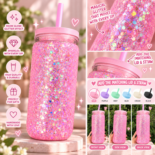 Build your own 16oz Snow Globe glitter tumbler