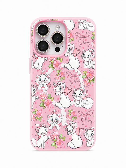 Colored UV printed phone case - Floral Pink cats