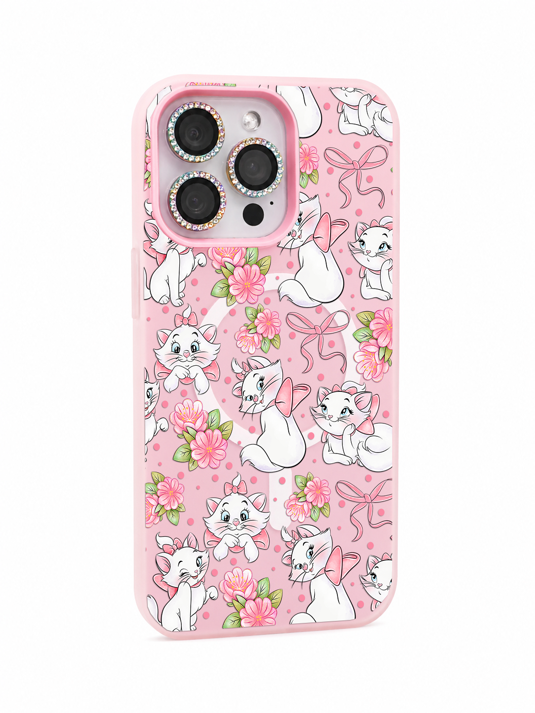Colored UV printed phone case - Floral Pink cats