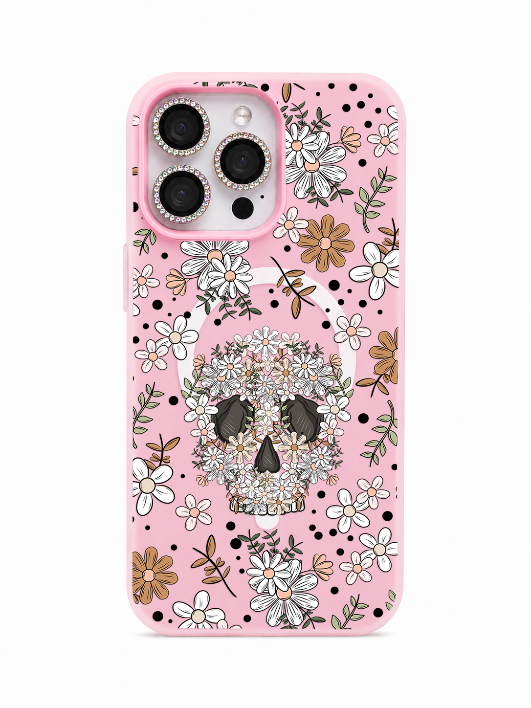 Colored UV printed phone case - Floral skellies