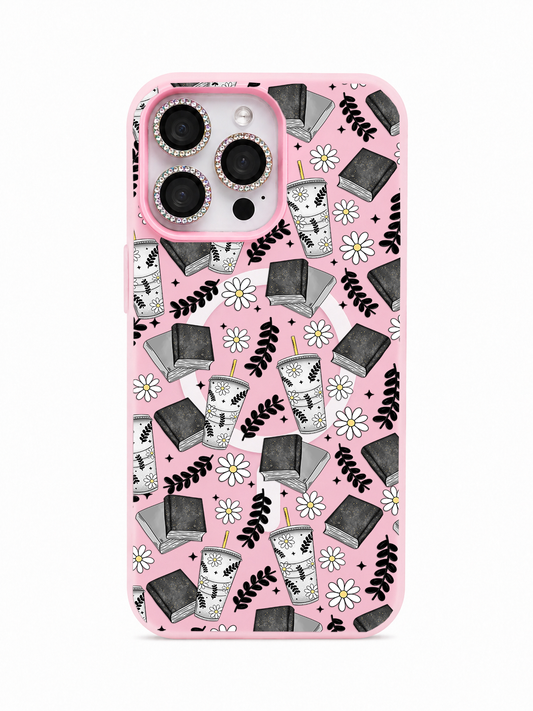 Colored UV printed phone case - Cottagecore Books & coffee