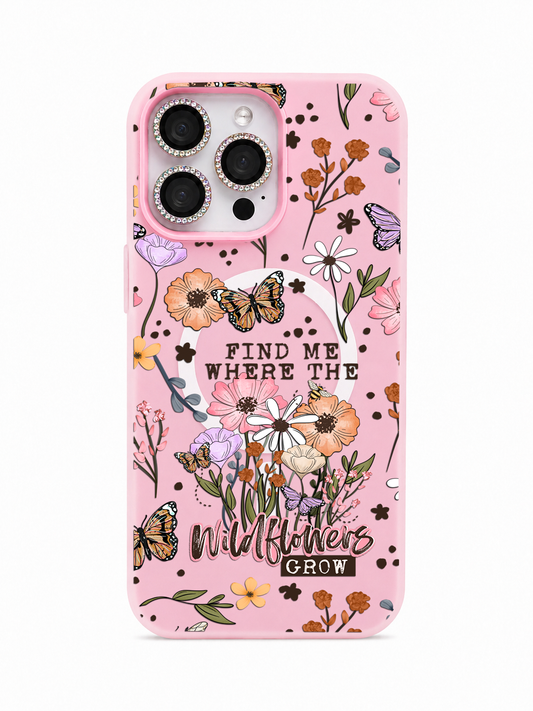 Colored UV printed phone case - Find me where the wildflowers grow