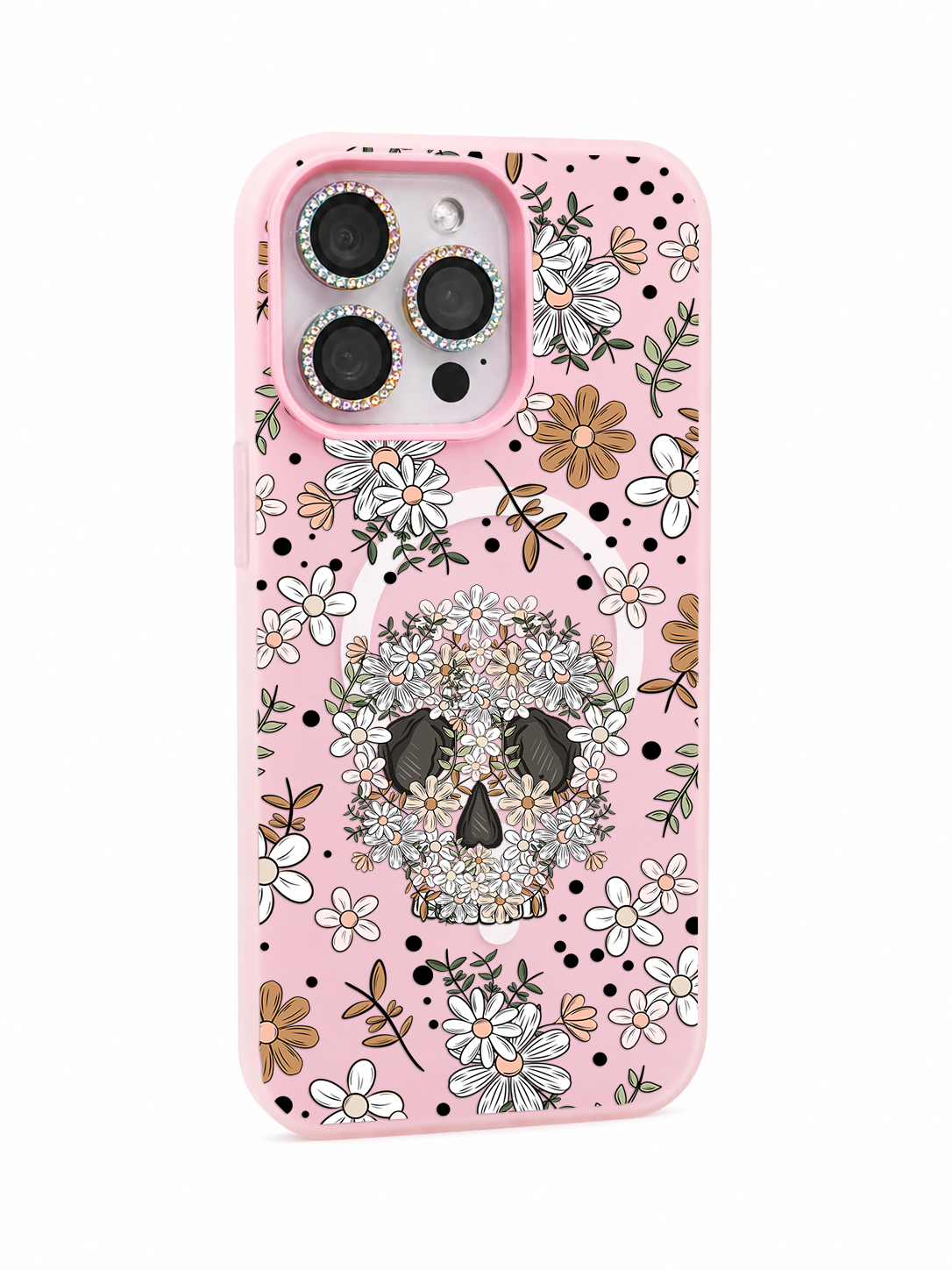 Colored UV printed phone case - Floral skellies