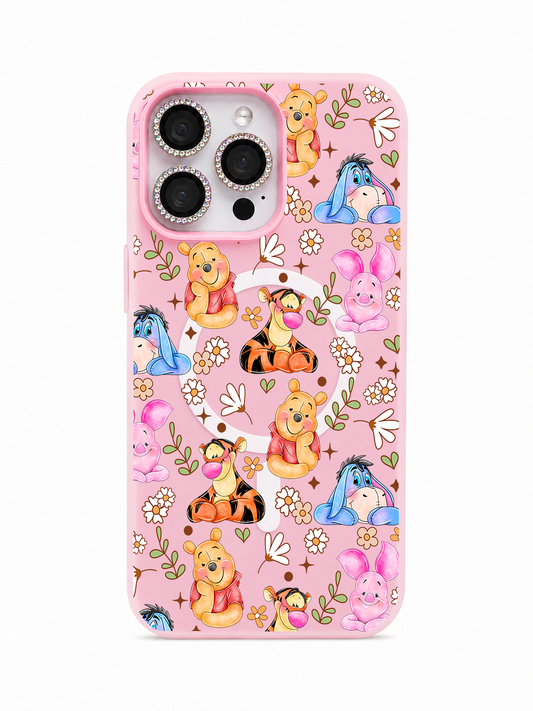 Colored UV printed phone case - Floral Honey Bear & fiends