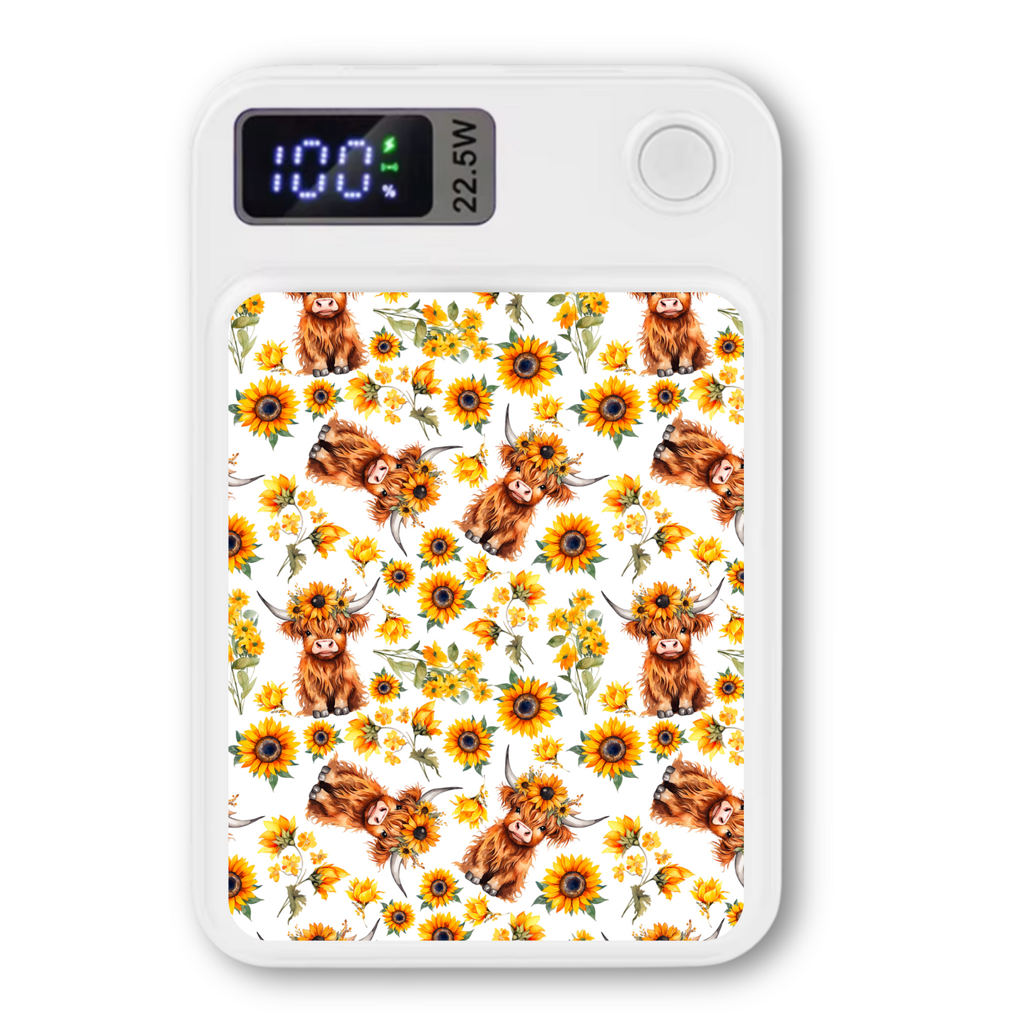 MagSafe Power bank chargers- Yellow sunflower highland cow