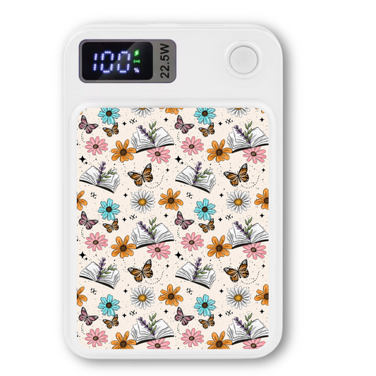 MagSafe Power bank chargers- Spring floral books