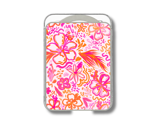 MagSafe card holder- Pink and orange beach florals