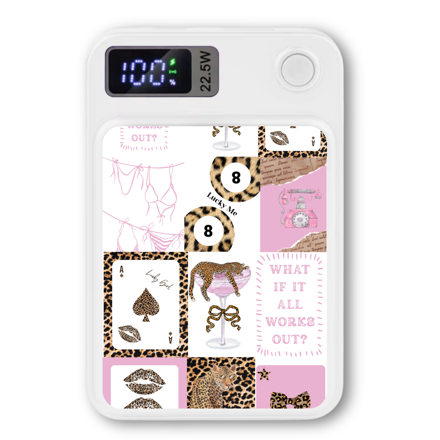 MagSafe Power bank chargers- Pink leopard