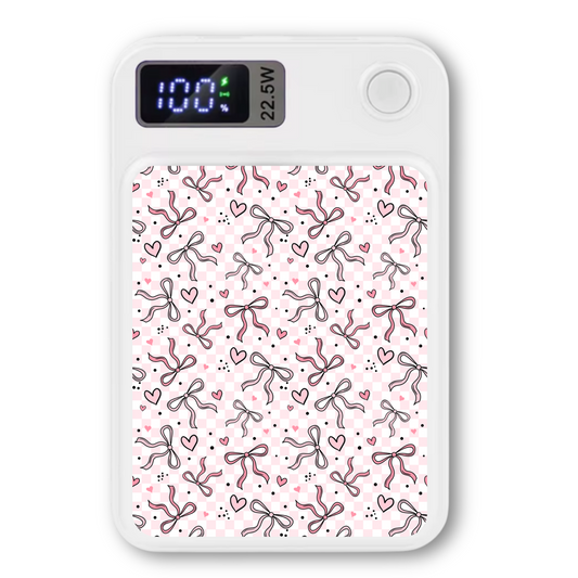 MagSafe Power bank chargers- Pink checker bows
