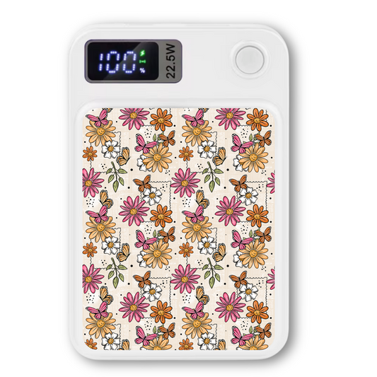 MagSafe Power bank chargers- Pink spring floral stamps
