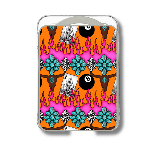 MagSafe card holder- Neon western flames