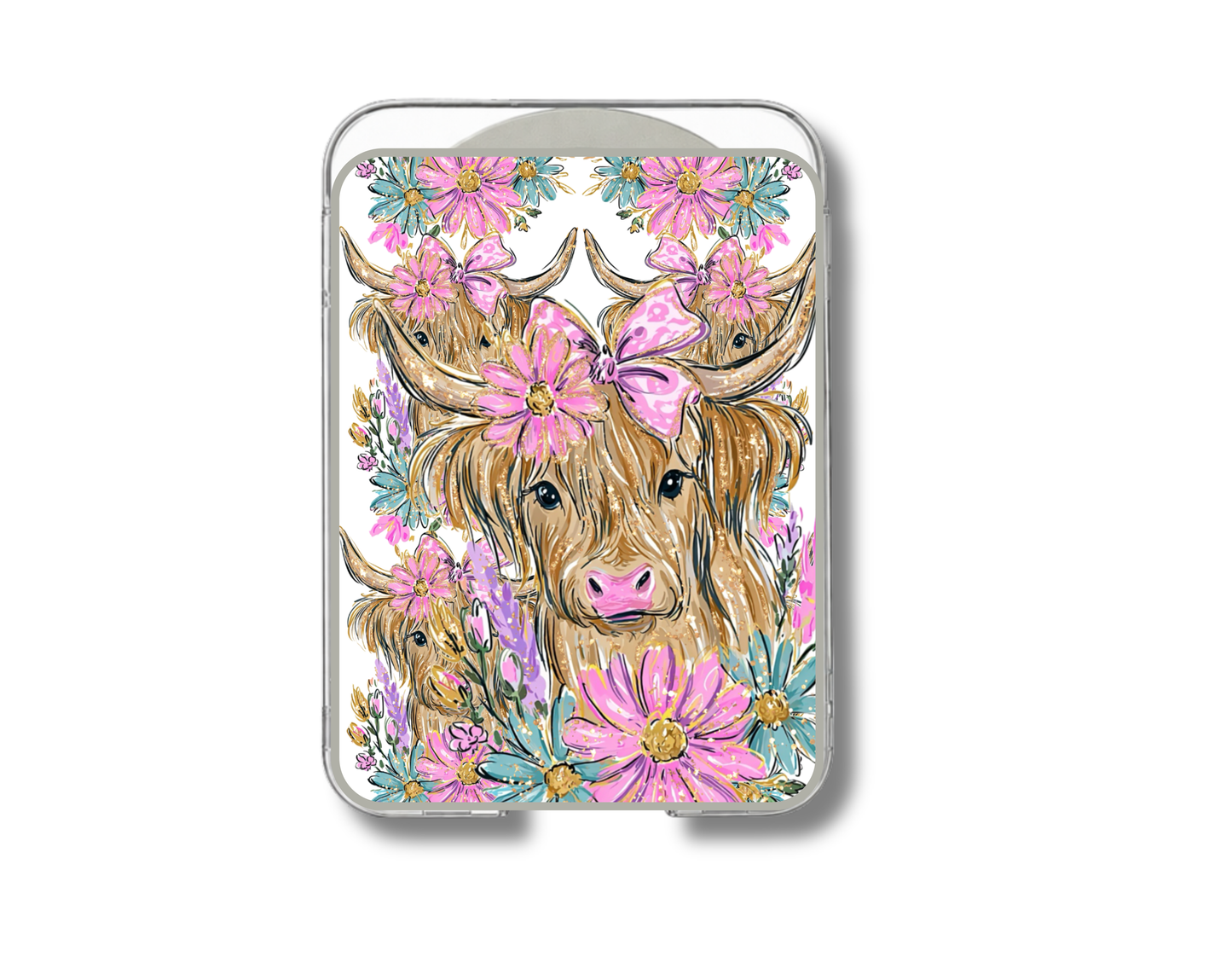 MagSafe card holder- Floral pastel cute cow