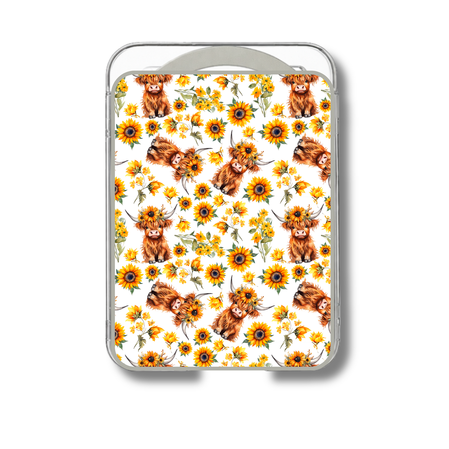 MagSafe card holder- Yellow sunflower highland cow