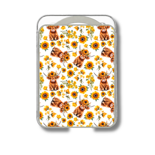 MagSafe card holder- Yellow sunflower highland cow