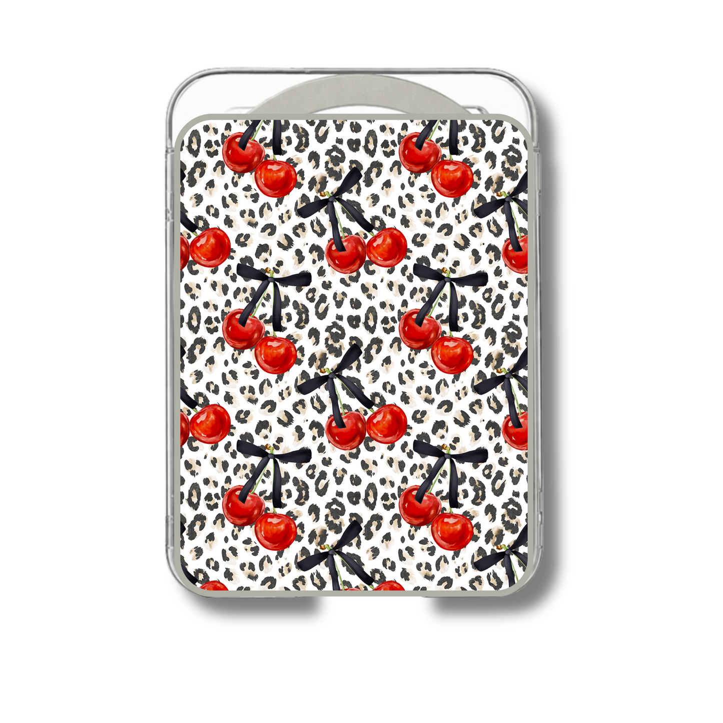 MagSafe card holder- Cheetah print cherries