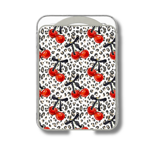 MagSafe card holder- Cheetah print cherries